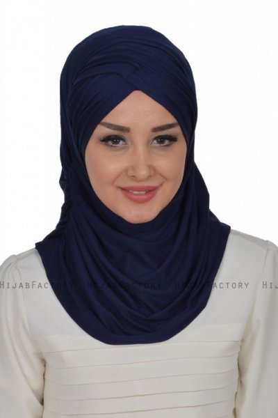 Hilda - Navy Blue Cotton Hijab