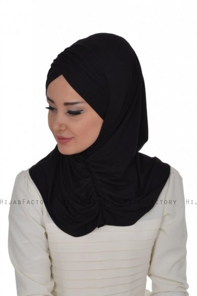Hilda - Black Cotton Hijab