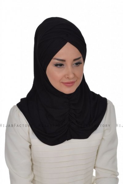 Hilda - Black Cotton Hijab