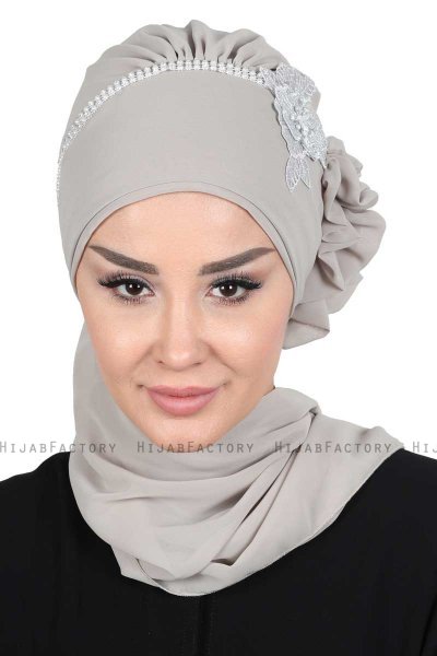 Hillevi - Taupe Chiffon Instant Turban