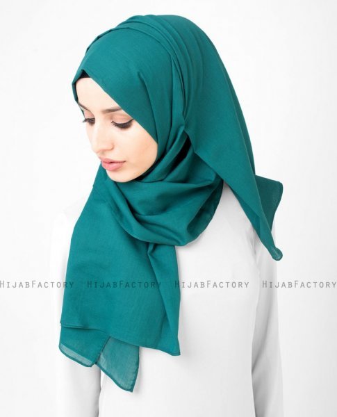 Hydro - Petrolgrön Bomull Voile Hijab Sjal InEssence Ayisah 5TA45b