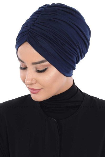 Jill - Navy Blue Cotton Turban - Ayse Turban