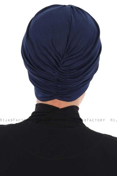 Jill - Navy Blue Cotton Turban - Ayse Turban