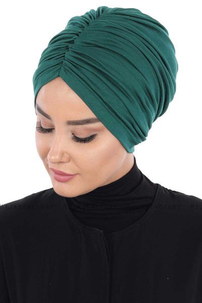 Jill - Dark Green Cotton Turban - Ayse Turban