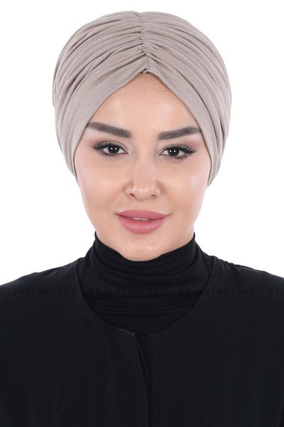Jill - Taupe Cotton Turban - Ayse Turban