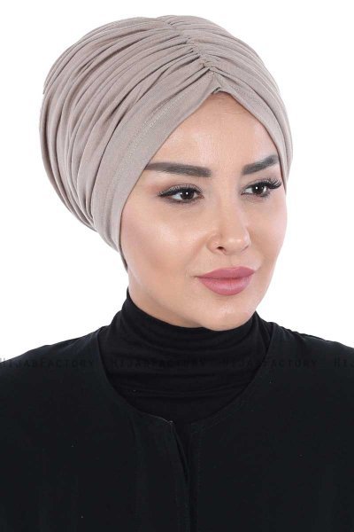 Jill - Taupe Cotton Turban - Ayse Turban
