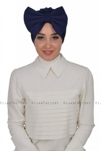 Julia - Navy Blue Cotton Turban - Ayse Turban