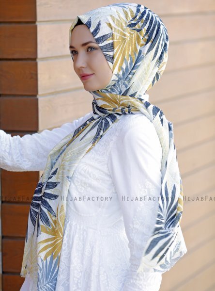 Dounia - Mustard Patterned Hijab