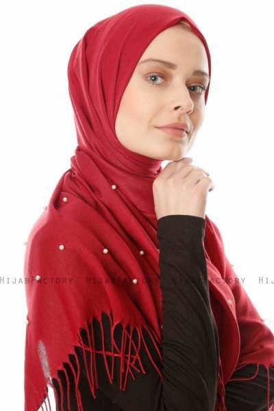 Kadri - Bordeaux Hijab With Pearls - Özsoy