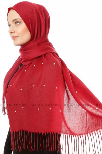 Kadri - Bordeaux Hijab With Pearls - Özsoy