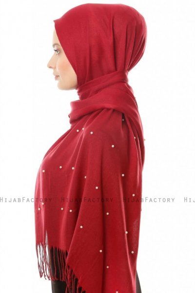 Kadri - Bordeaux Hijab With Pearls - Özsoy