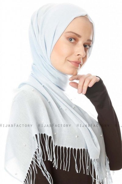 Kadri - Light Grey Hijab With Pearls - Özsoy