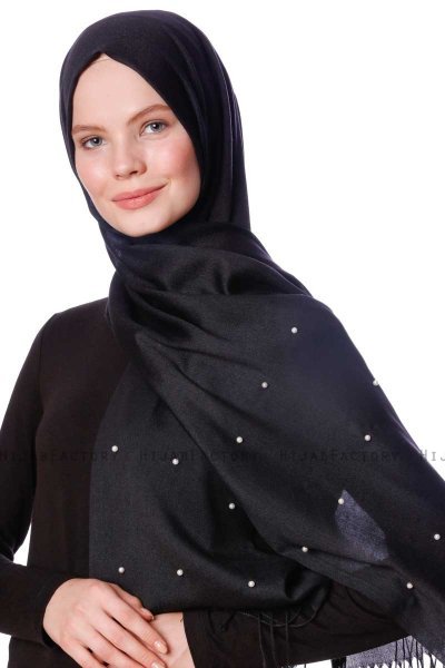 Kadri - Black Hijab With Pearls - Özsoy