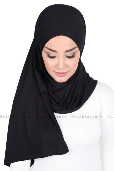 Kaisa - Black Practical Cotton Hijab