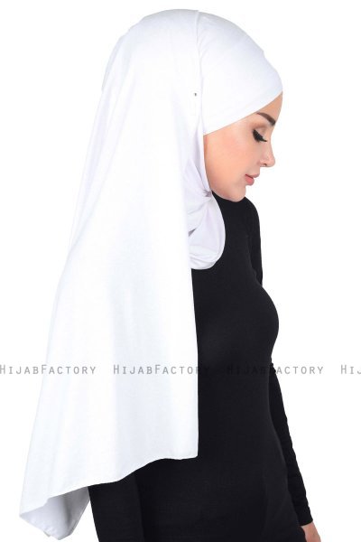 Kaisa - White Practical Cotton Hijab