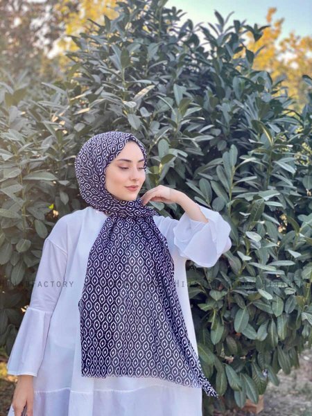 Kalila - Black Patterned Cotton Hijab