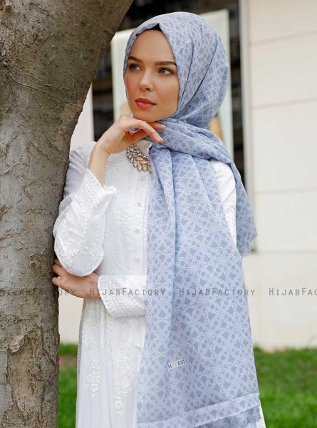 Khadija - Grey Patterned Hijab - Sal Evi