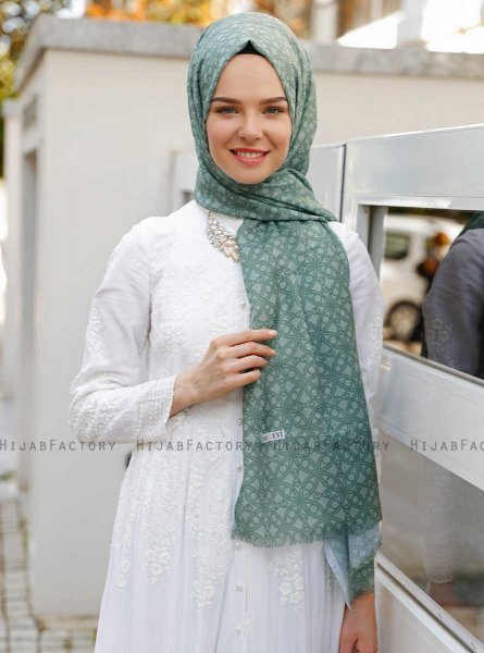 Khadija - Green Patterned Hijab - Sal Evi