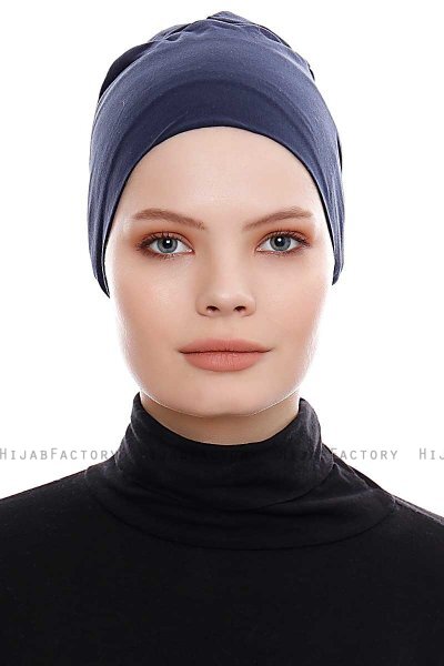 Kiraz - Navy Blue Cotton XXL Underscarf - Ecardin