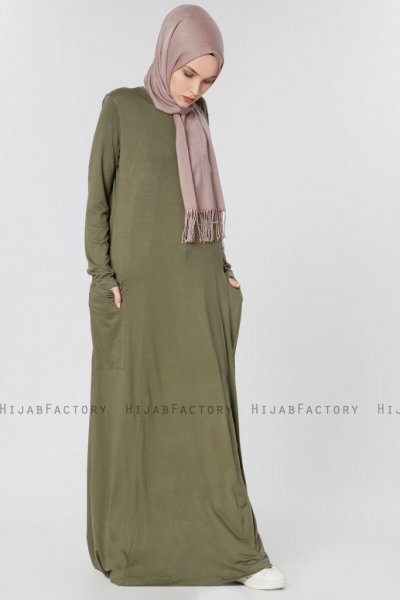Kyda Khaki Klänning Med Fickor Miss Halima 280153c