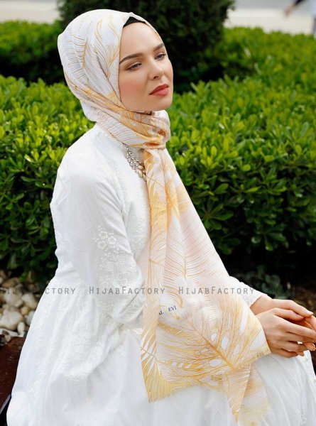 Luthfa - Yellow Patterned Hijab - Sal Evi