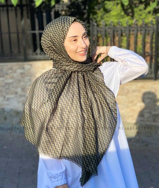 Malala - Khaki Patterned Cotton Hijab