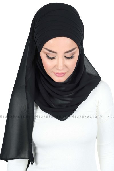 Malin - Black Practical Chiffon Hijab