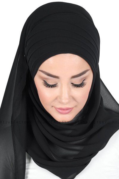 Malin - Black Practical Chiffon Hijab