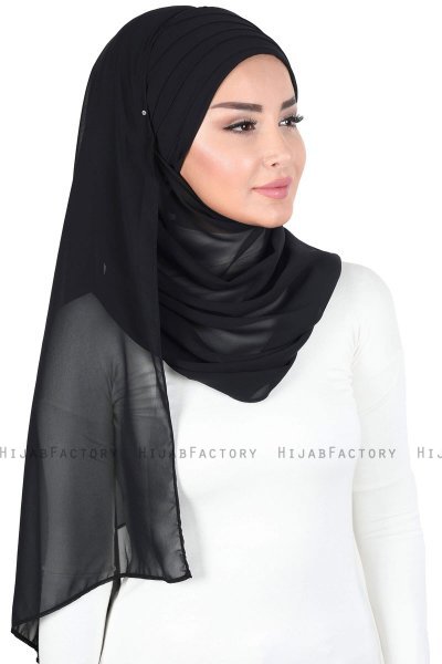 Malin - Black Practical Chiffon Hijab