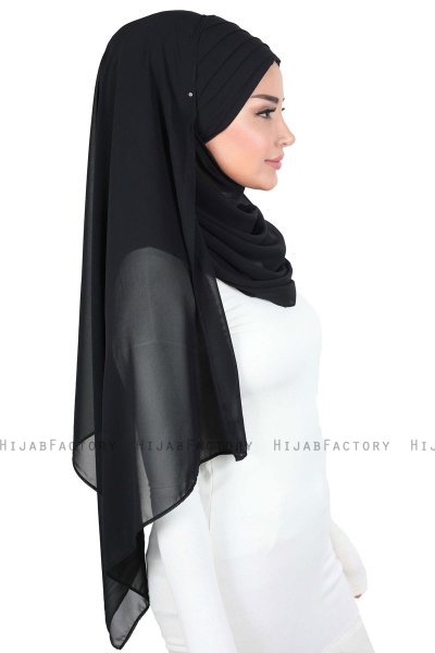 Malin - Black Practical Chiffon Hijab