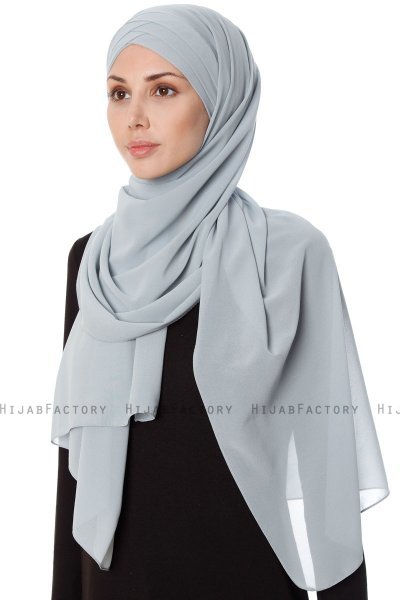 Mehtap - Grey Practical One Piece Chiffon Hijab