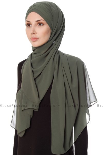 Mehtap - Khaki Practical One Piece Chiffon Hijab