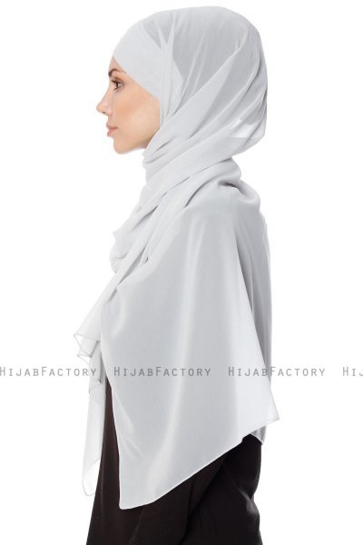 Mehtap - Light Grey Practical One Piece Chiffon Hijab