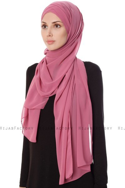 Mehtap - Dark Pink Practical One Piece Chiffon Hijab