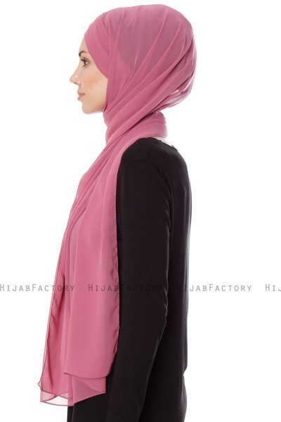 Mehtap - Dark Pink Practical One Piece Chiffon Hijab