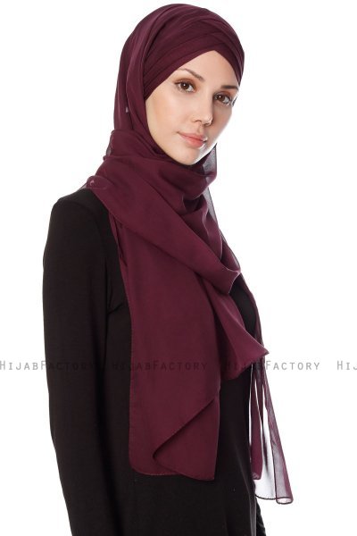Mehtap - Plum Practical One Piece Chiffon Hijab