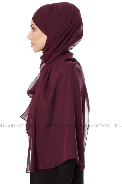 Mehtap - Plum Practical One Piece Chiffon Hijab