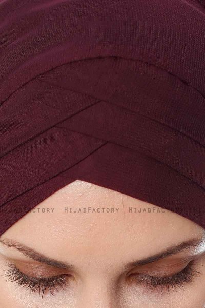 Mehtap - Plum Practical One Piece Chiffon Hijab