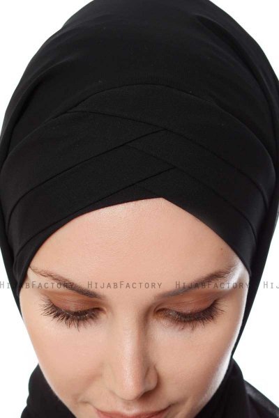 Mehtap - Black Practical One Piece Chiffon Hijab