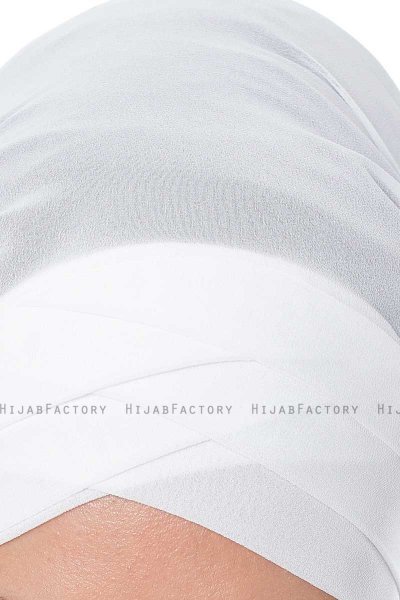 Mehtap - White Practical One Piece Chiffon Hijab