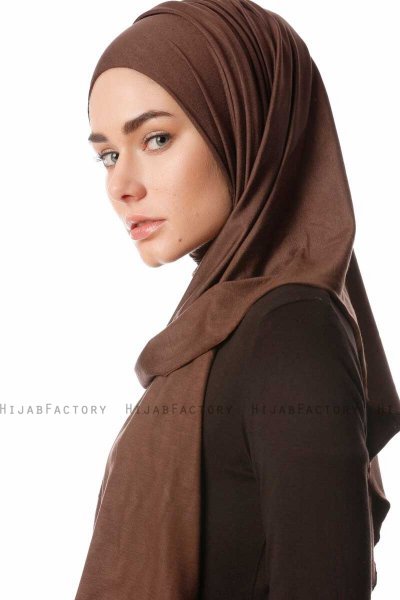 Melek - Brown Premium Jersey Hijab - Ecardin