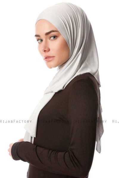Melek - Light Grey Premium Jersey Hijab - Ecardin
