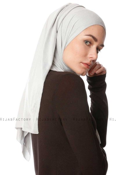 Melek - Light Grey Premium Jersey Hijab - Ecardin