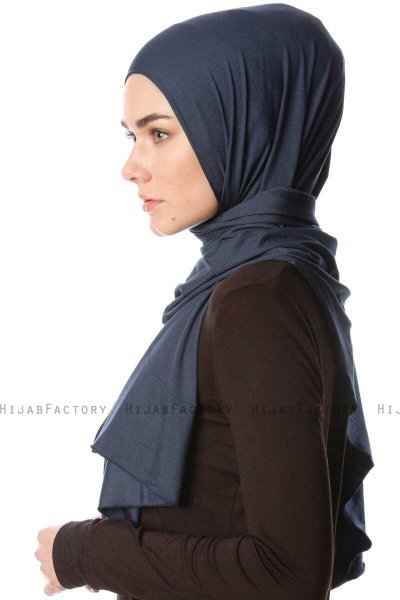 Melek - Navy Blue Premium Jersey Hijab - Ecardin