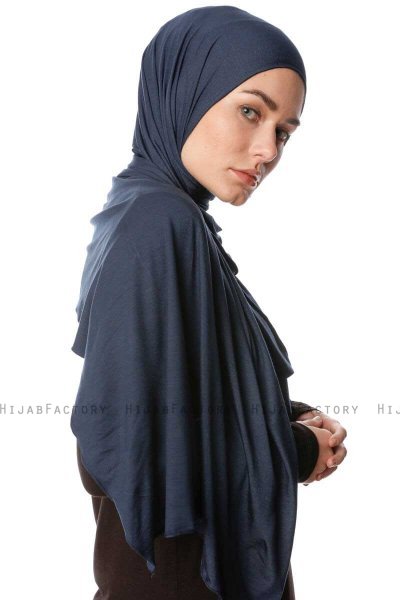 Melek - Navy Blue Premium Jersey Hijab - Ecardin