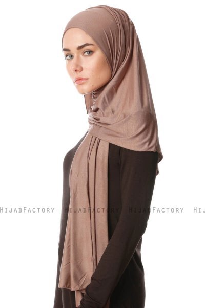 Melek - Dark Taupe Premium Jersey Hijab - Ecardin