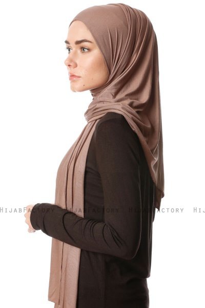 Melek - Dark Taupe Premium Jersey Hijab - Ecardin