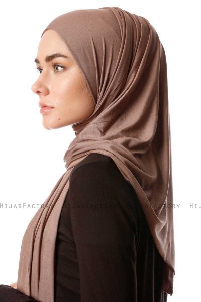 Melek - Dark Taupe Premium Jersey Hijab - Ecardin