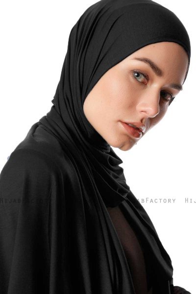 Melek - Black Premium Jersey Hijab - Ecardin
