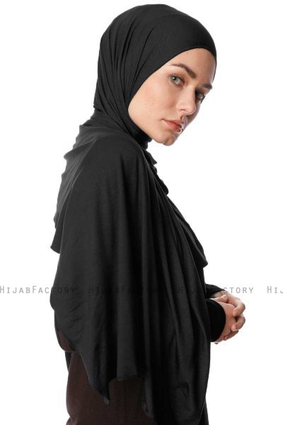 Melek - Black Premium Jersey Hijab - Ecardin